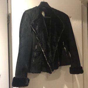 Zara faux shearling moto jacket